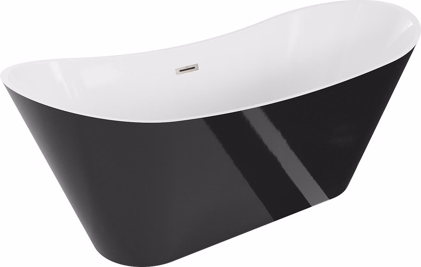 Mexen Celia vasca da bagno indipendente 170 x 75 cm, bianco/nero, troppo pieno nichel spazzolato - 52331707575-97