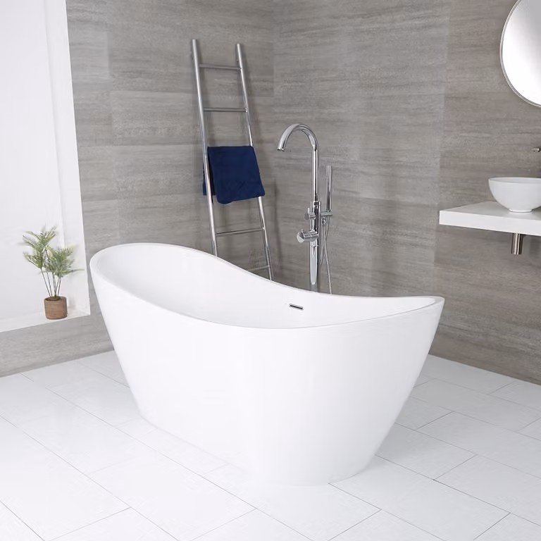Vasca da Bagno Centro Stanza Ovale Moderna - 1830mm x 710mm - Troppopieno Vasca Nero