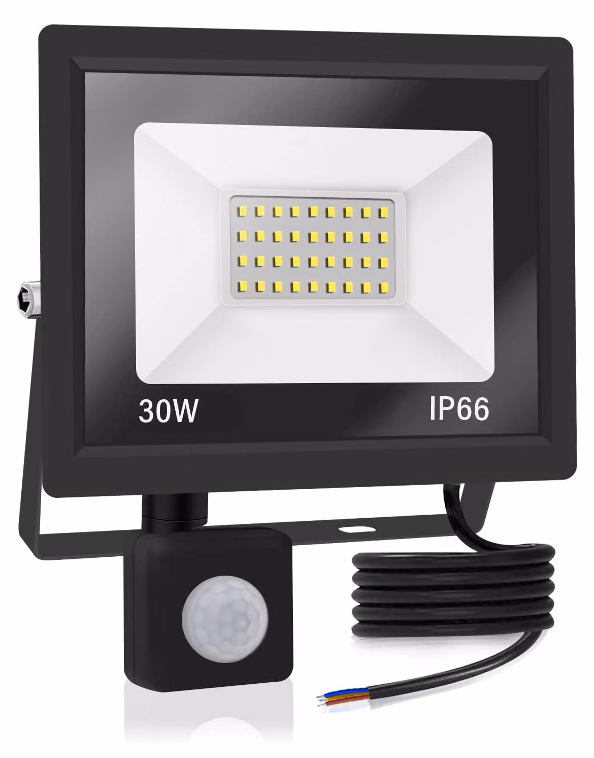 Faretto LED da esterno da 30W con sensore di movimento, 3000 lumen, grado di protezione IP66, luce bianco caldo