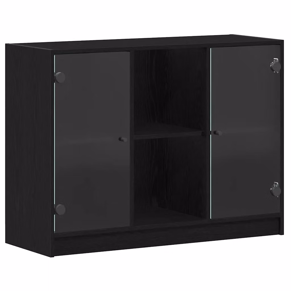 Credenza vidaXL in Rovere Nero con finitura opaca, L/P/H: 100 x 37 x 75.5 cm – 2