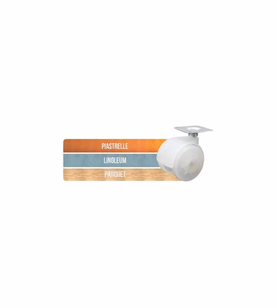 Ruota Nylon Mm.50 Neutra Con Piastra 42X42
