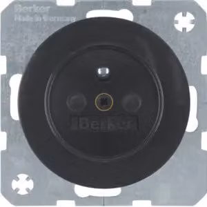Berker 6768762045 Presa con polo di protezione, nera lucida, Berker R.1/R.3