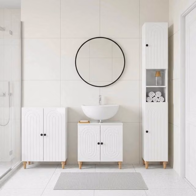 Set di armadietti da bagno in 3 pezzi ALKMAAR Bianco Lucido 3417427