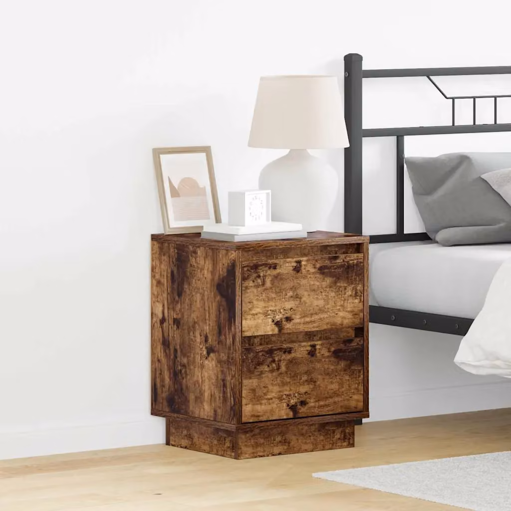 Set di 2 Armadi da Notte vidaXL in Legno MDF, Colore Marrone Rovere Fumé, L 39 x P 34,5 x H 50 cm