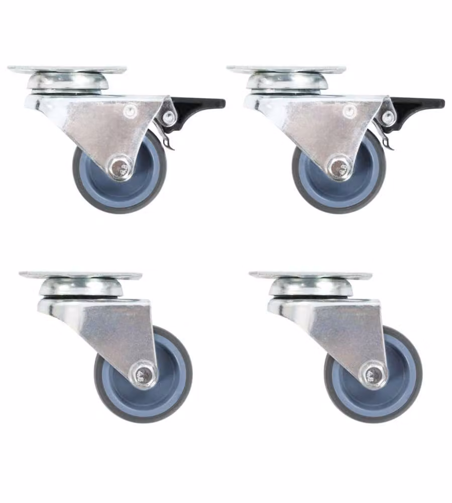 Set di 12 ruote girevoli gemellate grigie da 50 mm vidaXL