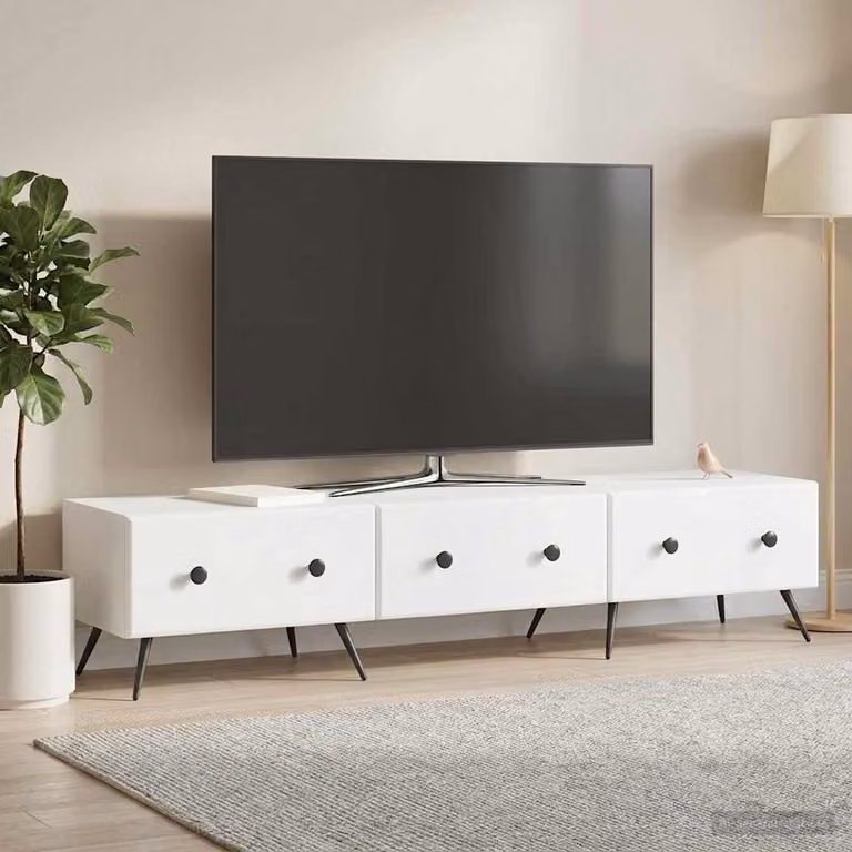 Mobile TV moderno vidaXL Bianco in legno ingegnerizzato L: 147 cm, P: 34,5 cm, H: 30 cm