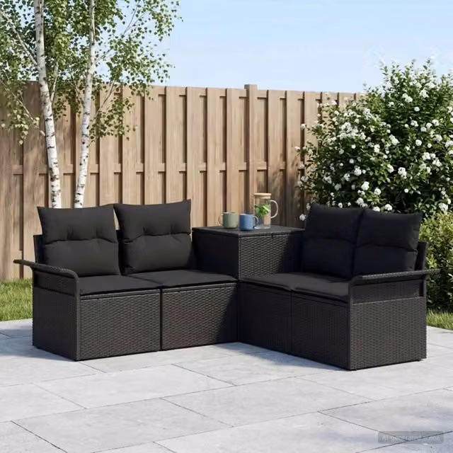 Set di divani 5 pz Nero 187,5 x 187,5 x 85 cm 3447728
