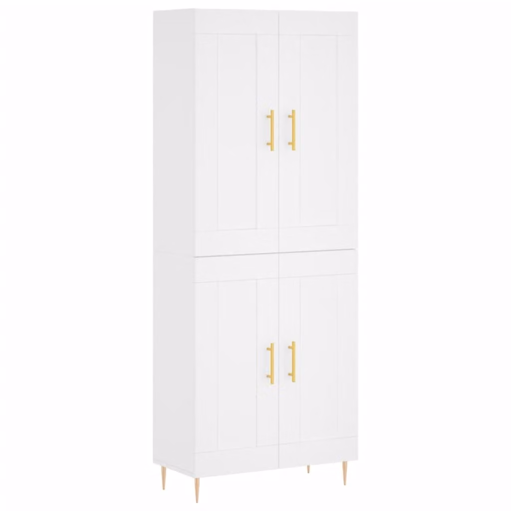 Credenza Bianca 69,5x34x180 cm in Legno Multistrato