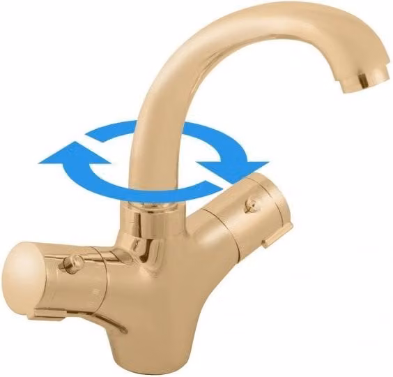 Miscelatore termostatico per lavabo in ottone dorato