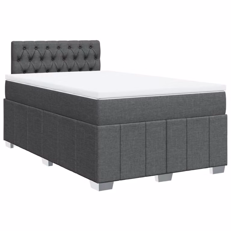 Giroletto a Molle con Materasso Grigio Scuro 120x190cm Tessuto