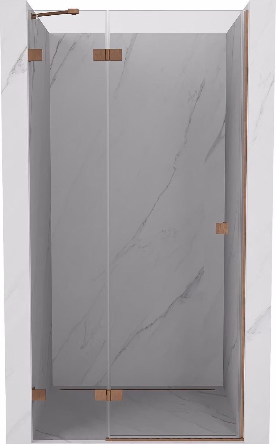 Mexen Lunar porta doccia battente sinistra 115 cm, trasparente, rame spazzolato - 834-115-000-65-00-L