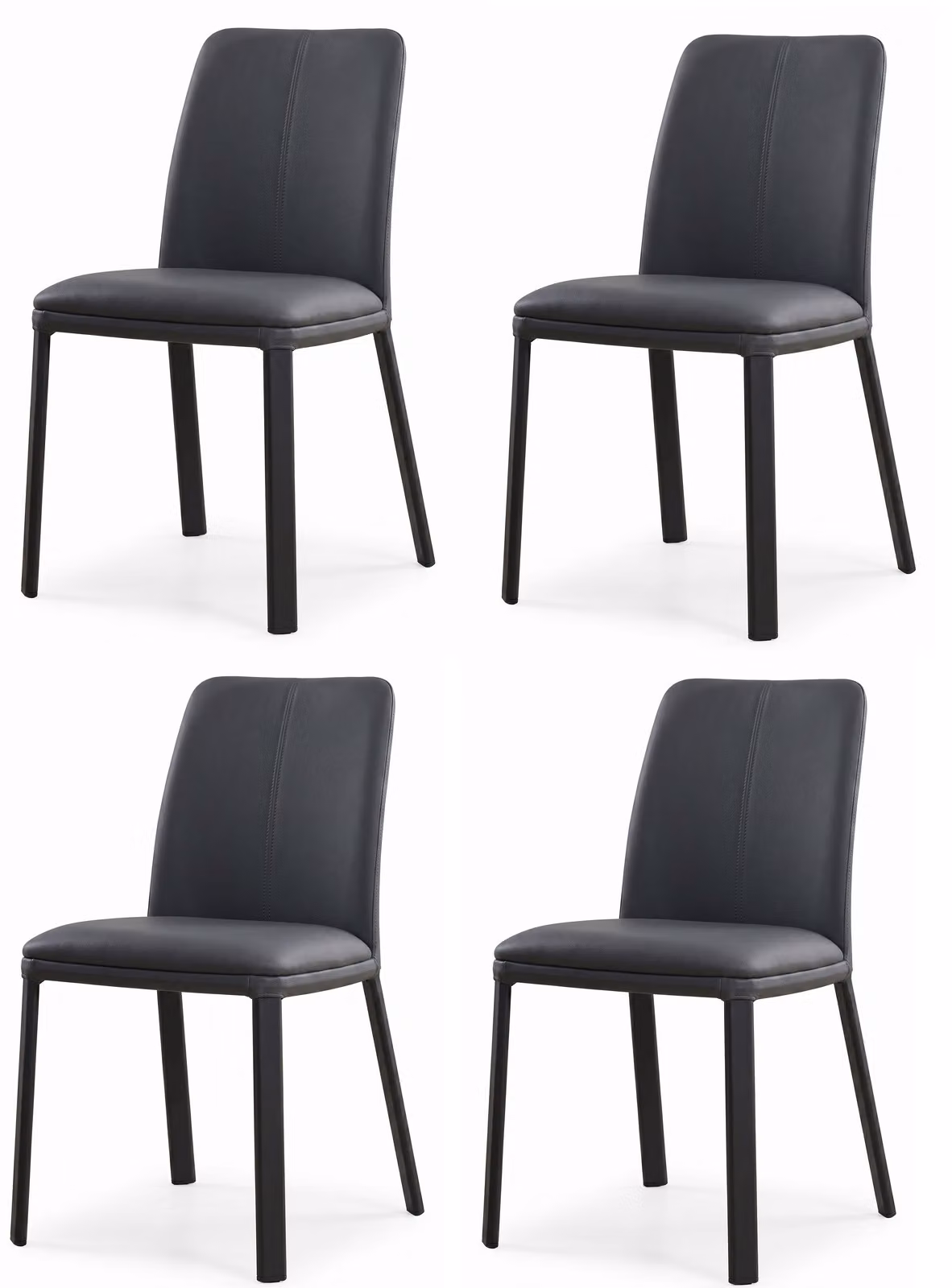 Set di 4 eleganti sedie da pranzo, colore nero, rivestite in ecopelle, dal design raffinato ed estetico