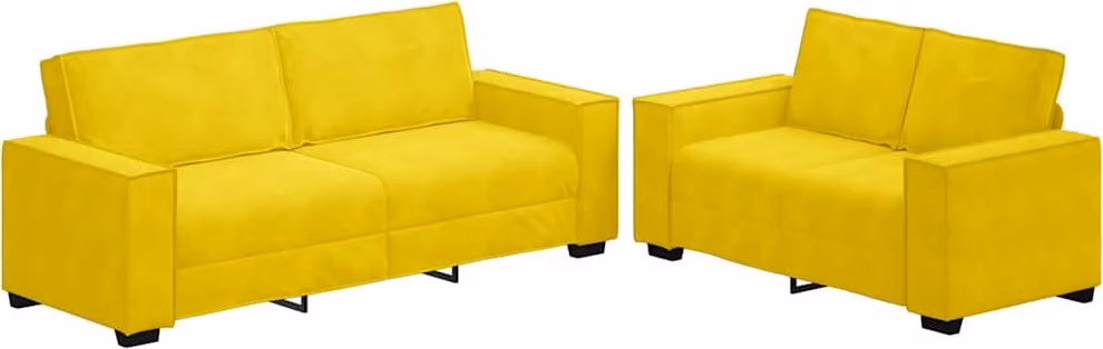 Set di Divani 2 pz con Cuscini giallo in Velluto