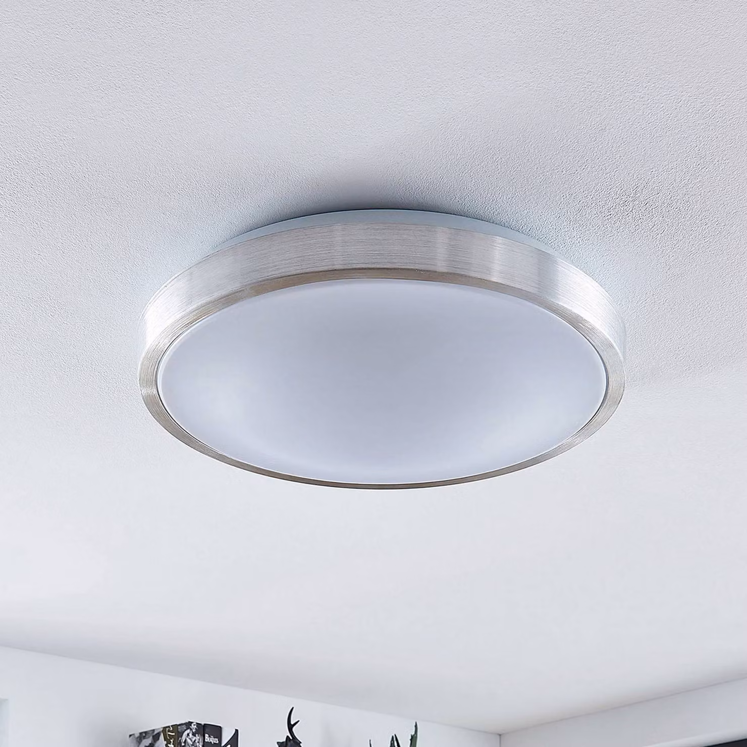 Plafoniera a LED Emelie Lindby, Alluminio / Grigio / Zincato, Soggiorno / Sala da pranzo, Alluminio, Moderno, Plafoniera LED