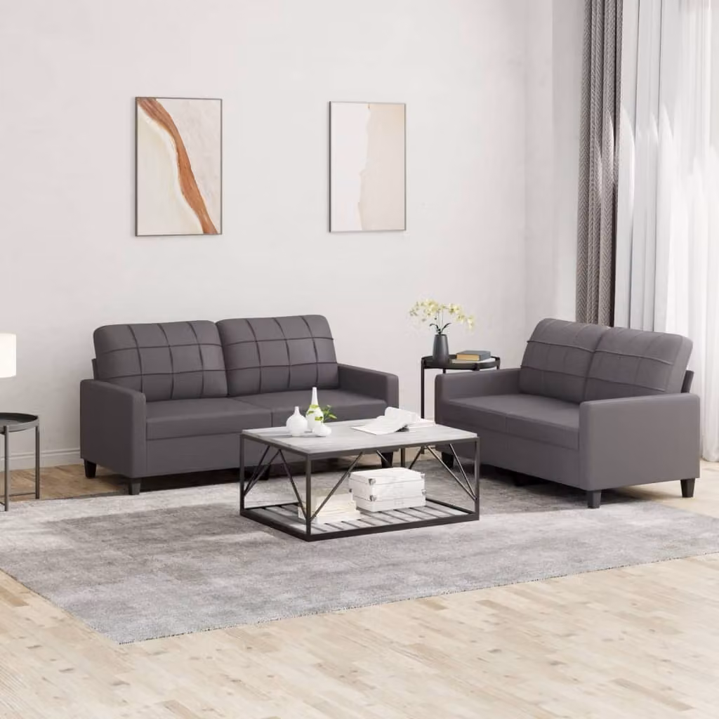 Maison Exclusive - Set divano 2 pezzi con cuscini, in ecopelle grigia