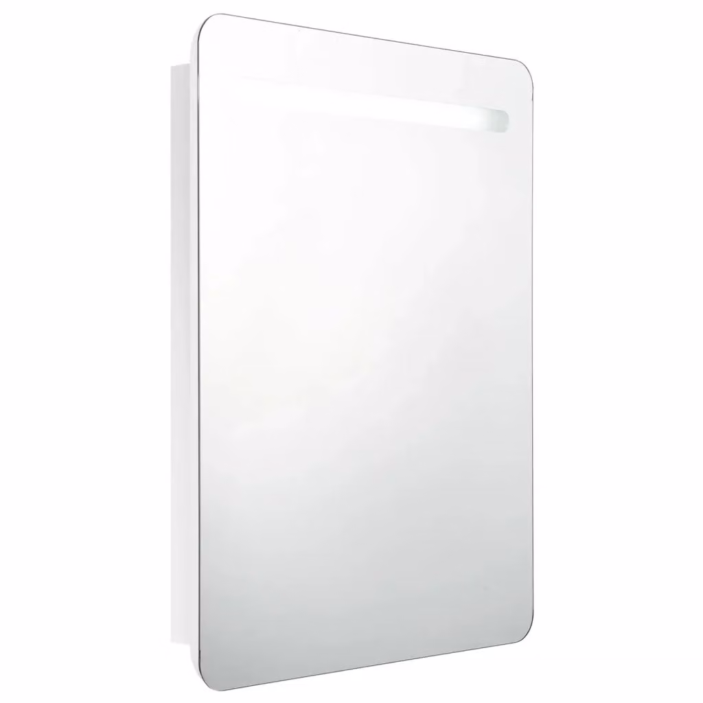 Armadietto da bagno VIDAXL con specchio e illuminazione LED, bianco lucido, L: 60 cm, P: 11 cm, H: 80 cm – 2