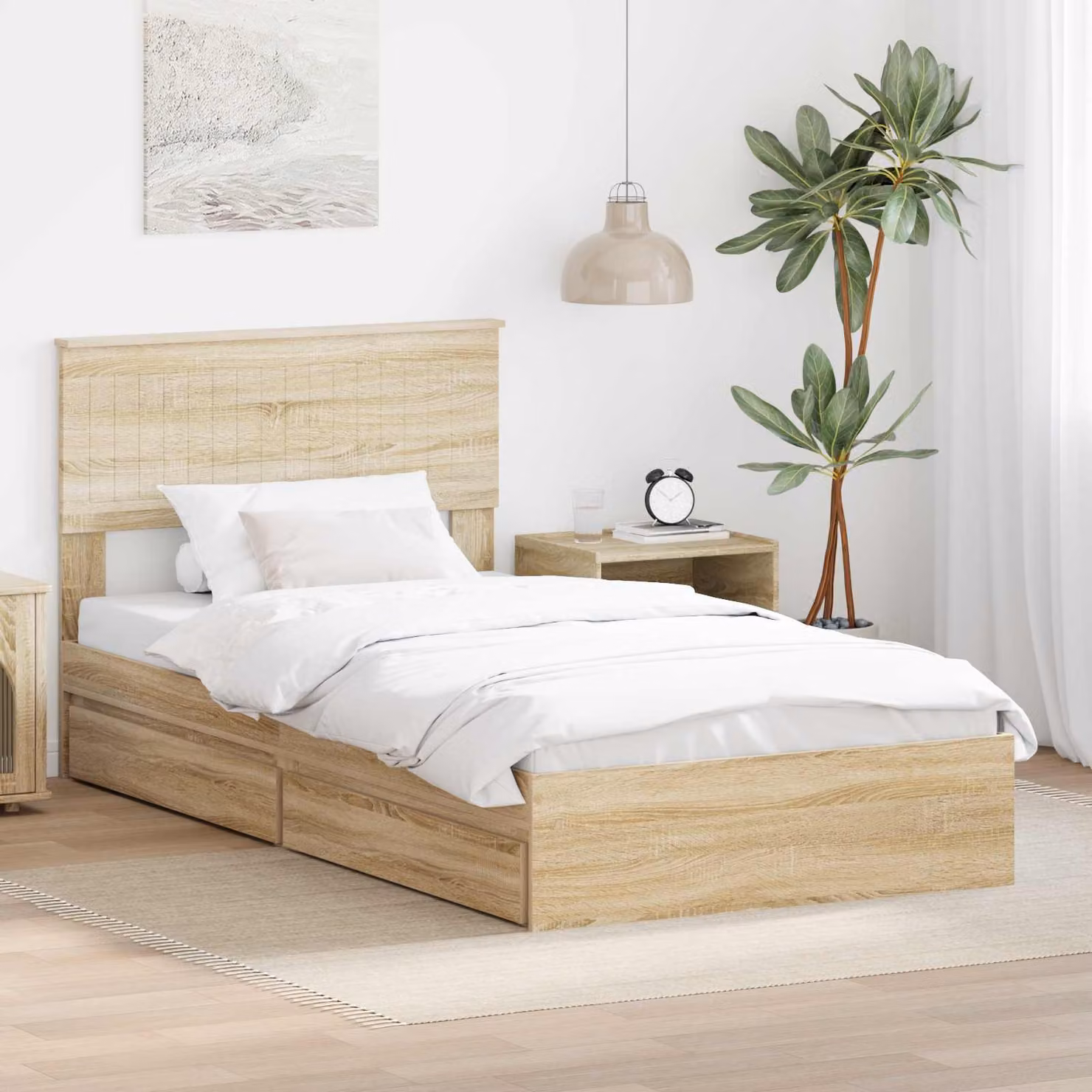 Letto con contenitore e cassetto vidaXL in Rovere Sonoma, marrone, L 100 x P 200 cm