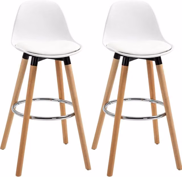 Set di 2 sgabelli da bar 38,5 x 42,5 x 91 cm in similpelle bianca