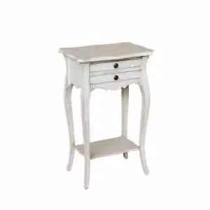 Porta telefono KIVIO in legno stile shabby chic bianco anticato per comodino