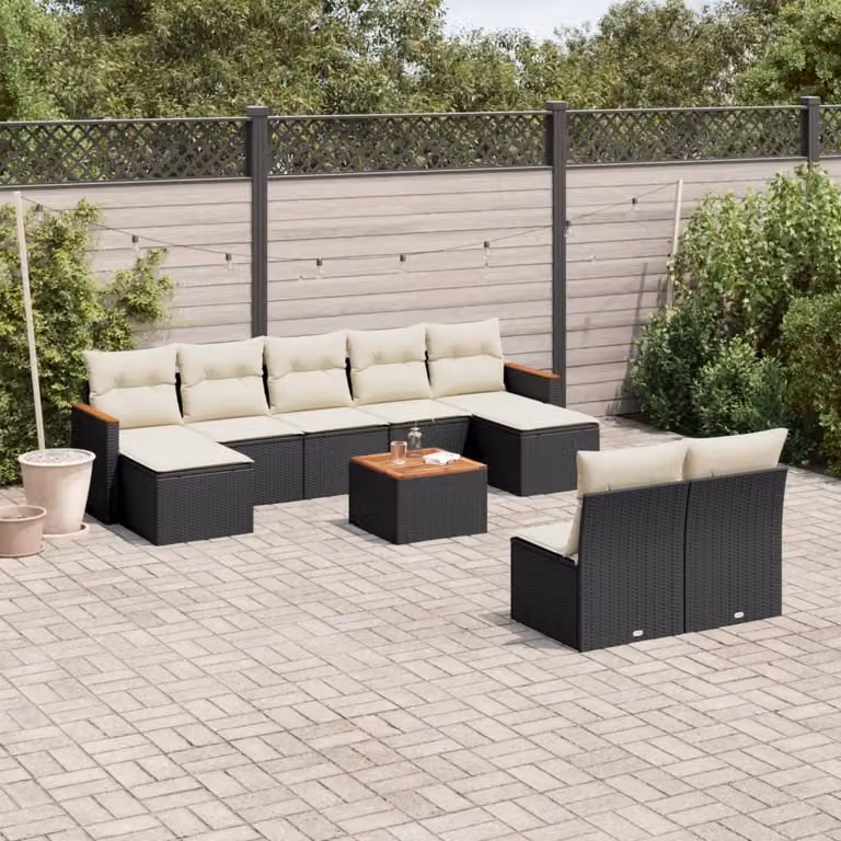 Maison Exclusive - Set Divani da Giardino 10pz con Cuscini in Polyrattan Nero