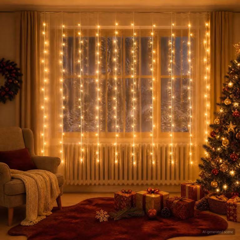 vidaXL Tenda luminosa 200 LED Bianco caldo 300 x 200 cm
