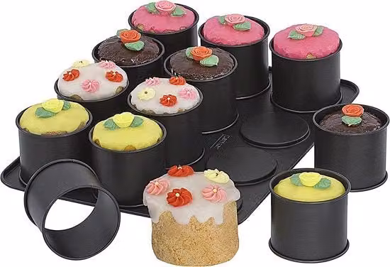Stampo per muffin Zenker rotondo in acciaio nero con rivestimento antiaderente
