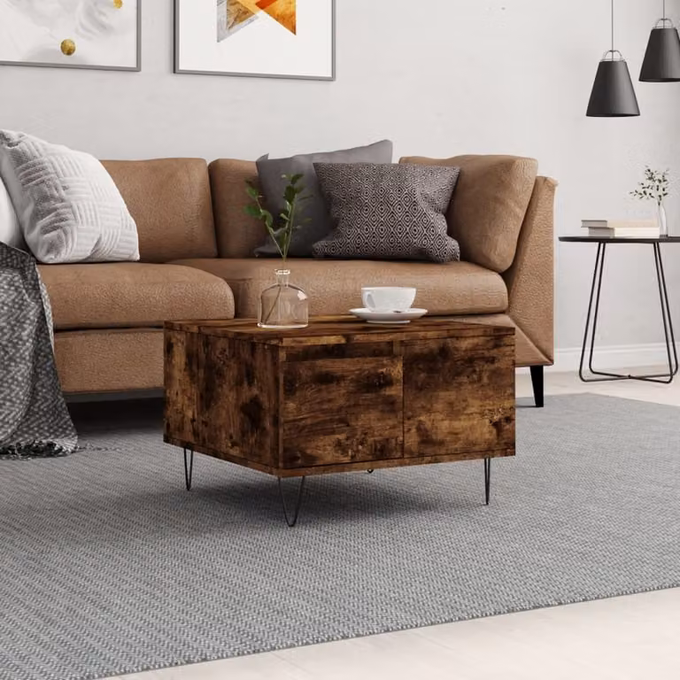 The Living Store tavolino in rovere fumé 55x55x36,5 cm materiale a base di legno