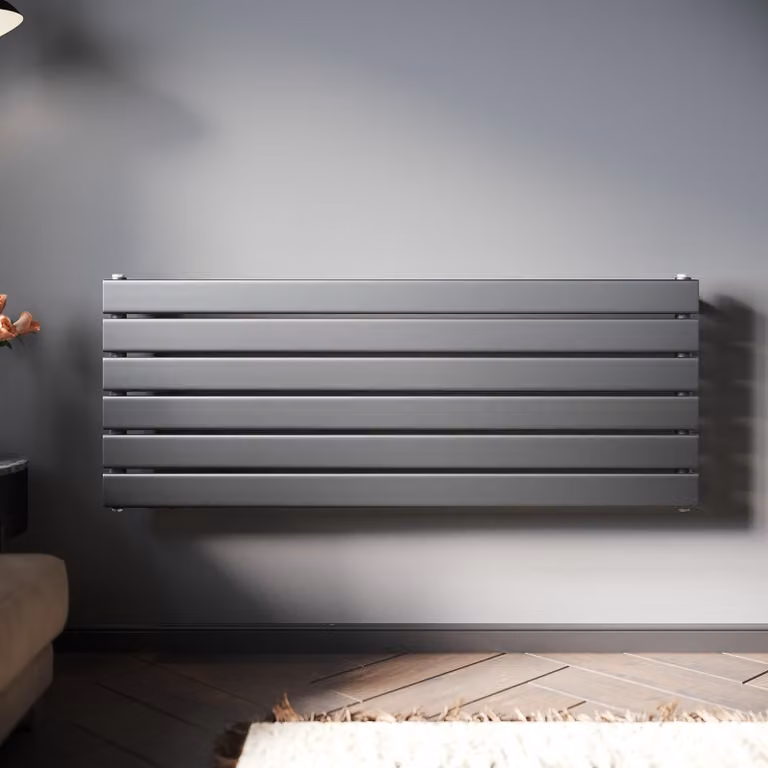 SONNI Radiatore a pannello design, verticali, a uno strato, colore antracite, dimensioni 1200x465 mm, per riscaldamento ad acqua calda, senza resistenza elettrica