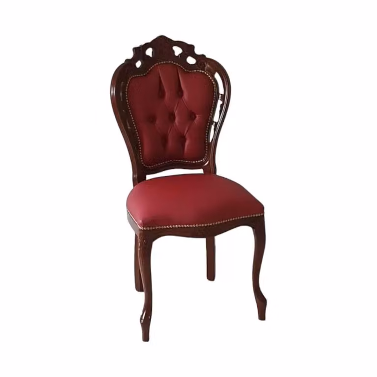 Sedia classica in legno con imbottitura capitonné in ecopelle rossa Mobili 2G L/P/H: 56 x 50 x 110 cm