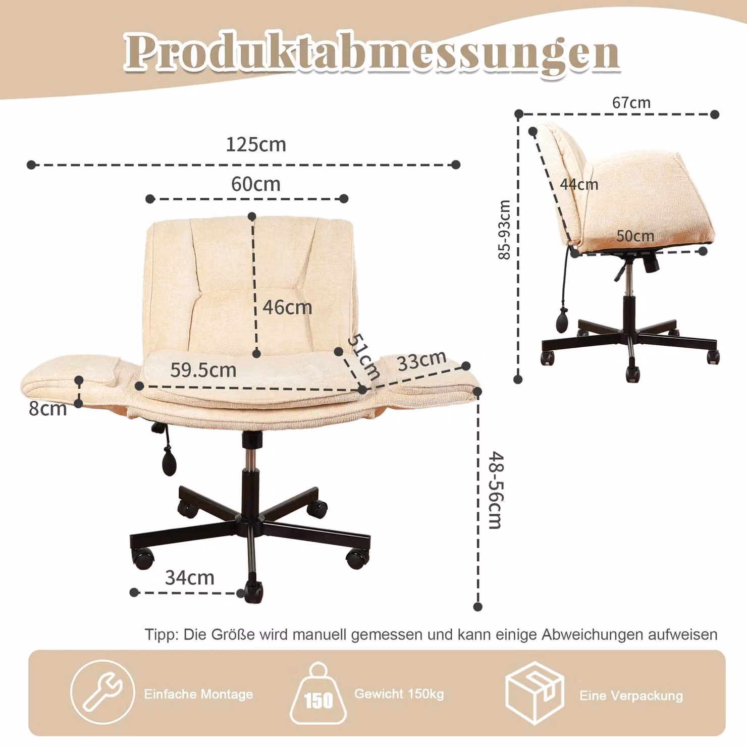 Sedia da ufficio ergonomica: regolabile in altezza, girevole, con braccioli pieghevoli, supporto lombare gonfiabile, funzione di inclinazione e imbottita