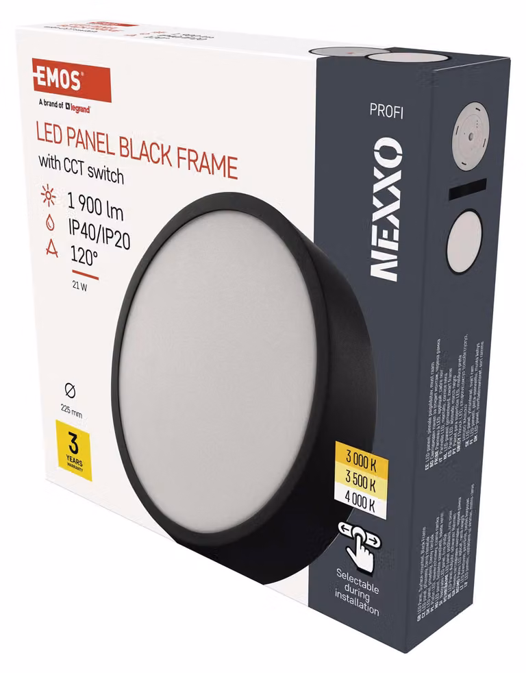 EMOS Apparecchio LED NEXXO nero, 22,5 cm, 21 W, bianco caldo/neutro, ZM5343