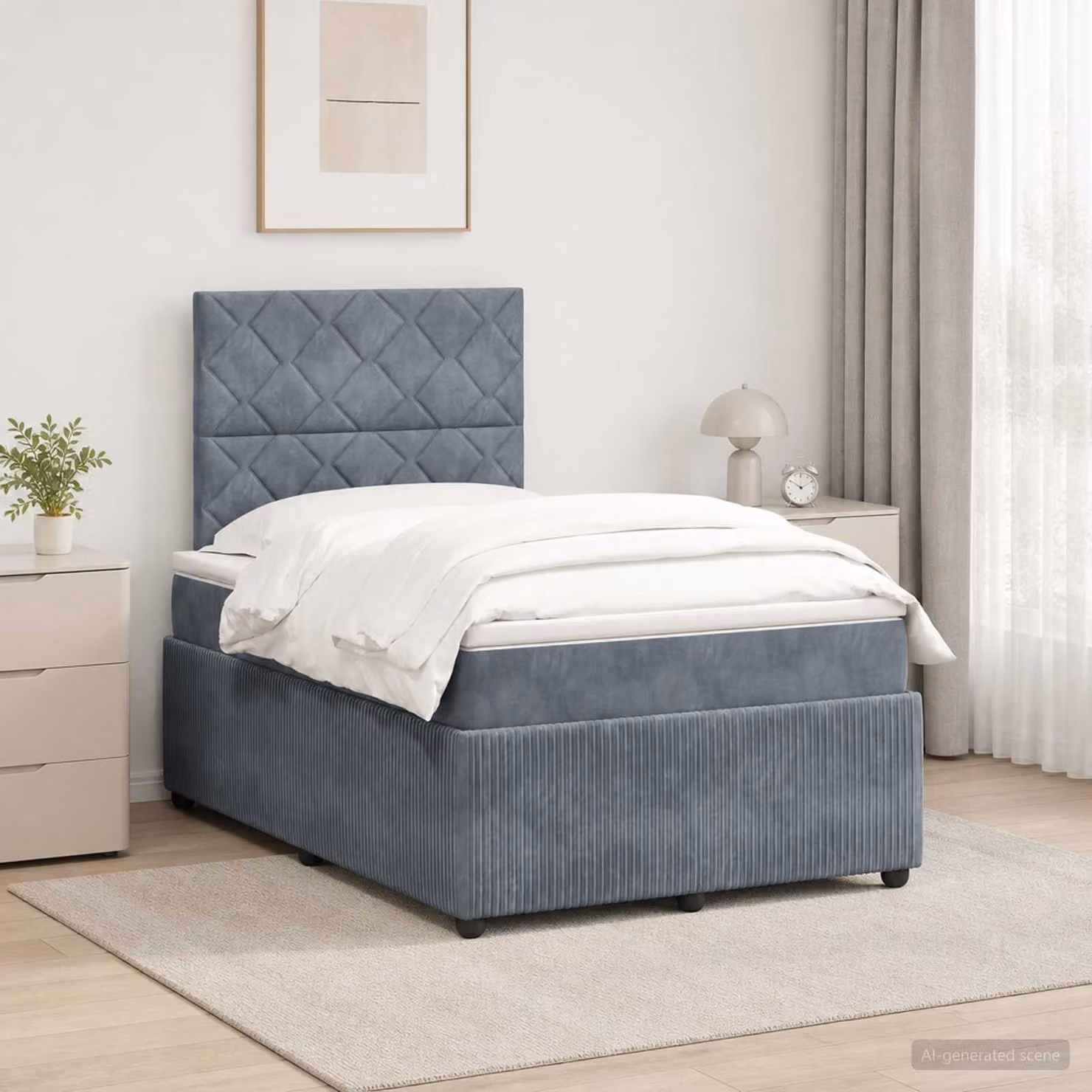 Letto Box Spring Hybrid vidaXL con Materasso e Illuminazione LED, Grigio e Bianco, L/P/H: 120 x 200 cm