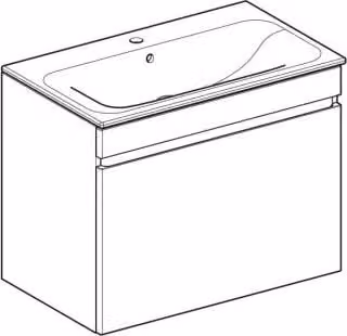 Geberit set lavabo Renova Plan 80x62,2x48cm, corpo noce, WT bianco