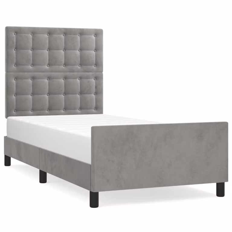 Giroletto senza Materasso Grigio Chiaro 80x200 cm Velluto