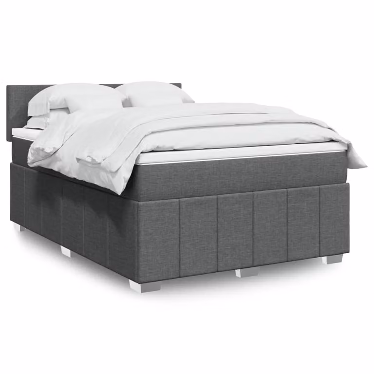vidaXL Letto Ibrido Moderno con Struttura Imbottita in Tessuto Grigio e Bianco, L/P/H: 160 x 200 cm
