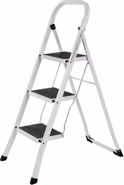 Scala a pioggia in acciaio bianca per interni ed esterni con piedini in gomma L/P/H: 117 x 46,5 x 5,5 cm