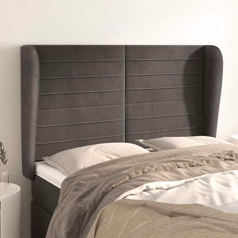 Testiera ad orecchio vidaXL in velluto grigio scuro L: 147 cm, P: 23 cm, H: 118/128 cm