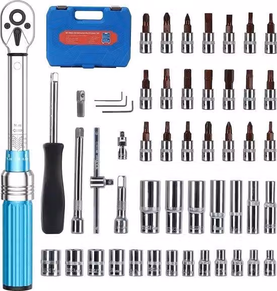 Set di chiavi dinamometriche per moto da 1/4 di pollice, 2-24 Nm, con set di 50 chiavi a Esagono e Torx