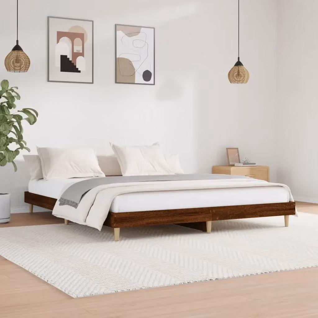 Letto matrimoniale moderno DESIGN IN in legno rovere marrone con doghe fisse L/P: 200 x 200 cm – 2