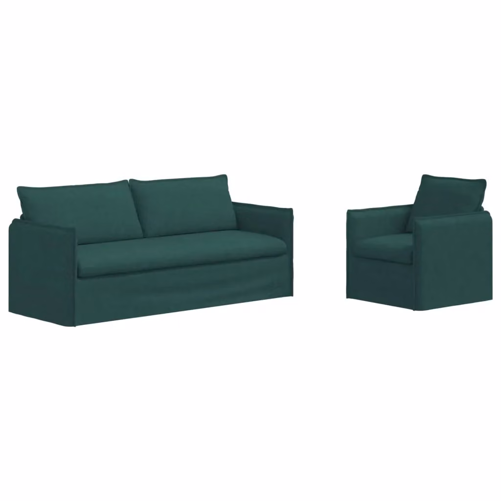Set di 2 divani vidaXL moderni in tessuto verde con struttura in metallo L: 196 cm, P: 82 cm, H: 85 cm – 2