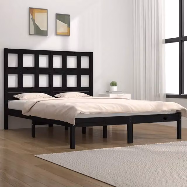 Giroletto Nero in Legno Massello di Pino per Camera da Letto L/P: 200 x 200 cm – 1