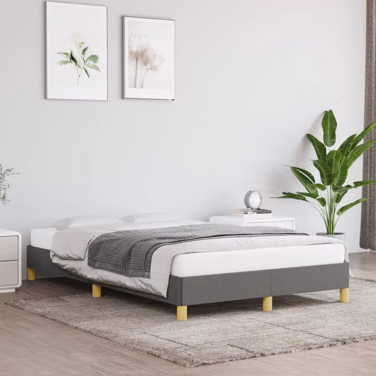 vidaXL Giroletto senza Materasso in Tessuto Grigio con Listelli in Legno L/P/H: 120 x 190 x 25 cm
