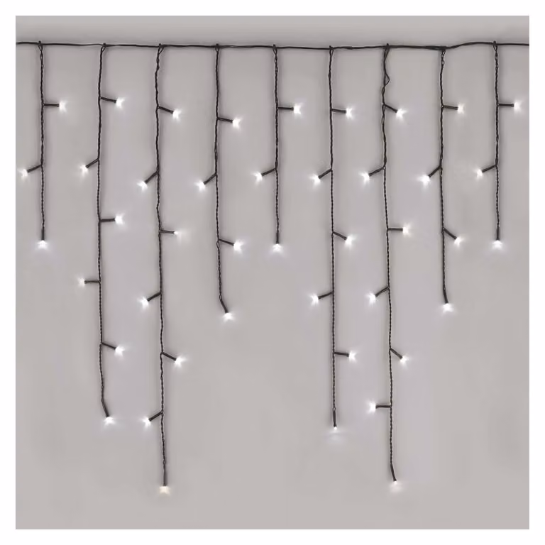 Catena luminosa effetto neve, lunghezza 3,6 metri, 200 LED, luce bianca fredda, 8 modalità, timer, grado di protezione IP44