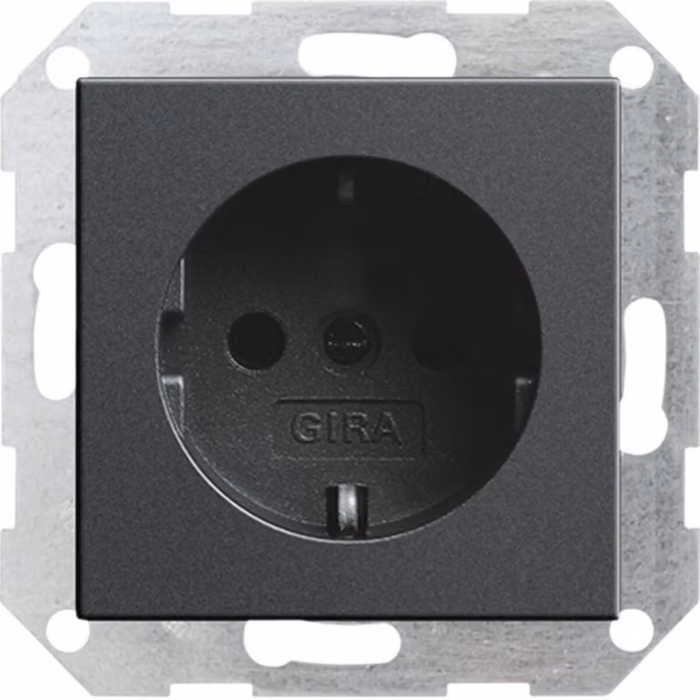 Presa GIRA con contatto di terra Sistema 55, Standard 55, E2, Event, Event trasparente, Event opaco, Esprit, ClassiX antracite