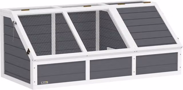 Recinto per rettili Minimal in legno di abete, Grigio, 2 scomparti – 1