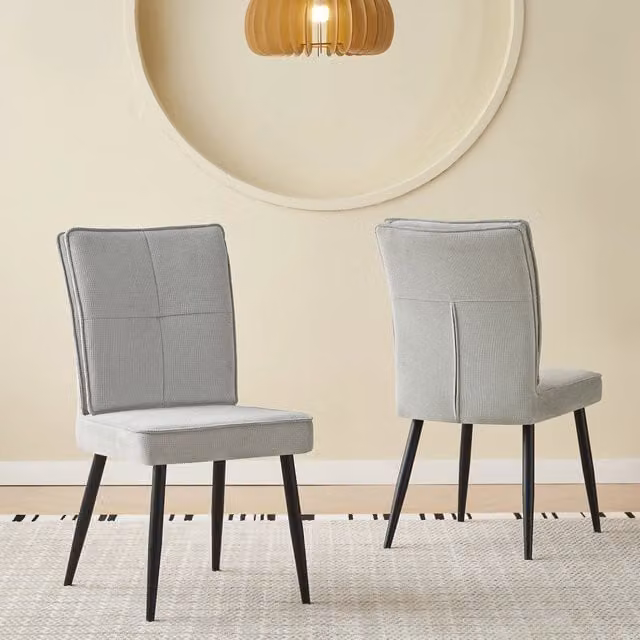 Set di 2 sedie da pranzo MINIMAL imbottite in velluto grigio chiaro con gambe in metallo