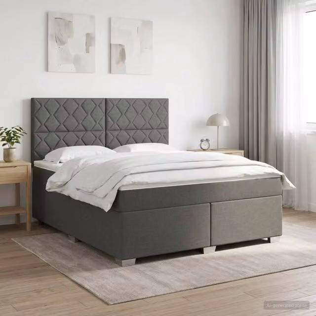 Letto box spring vidaXL con materasso a molle insacchettate e base contenitore, Grigio, L/P: 180 x 200 cm – 1