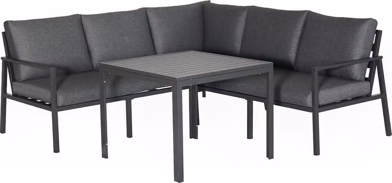 Set da giardino 2 pezzi - Grigio - Struttura in alluminio - Olefina - con cuscini