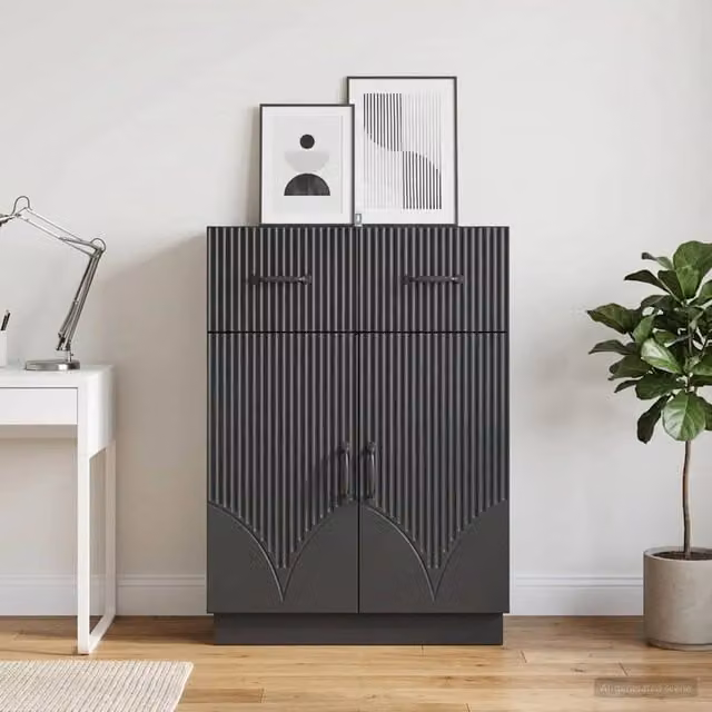 Credenza moderna vidaXL in legno MDF nero L: 66 cm, P: 34,5 cm, H: 87 cm – 1