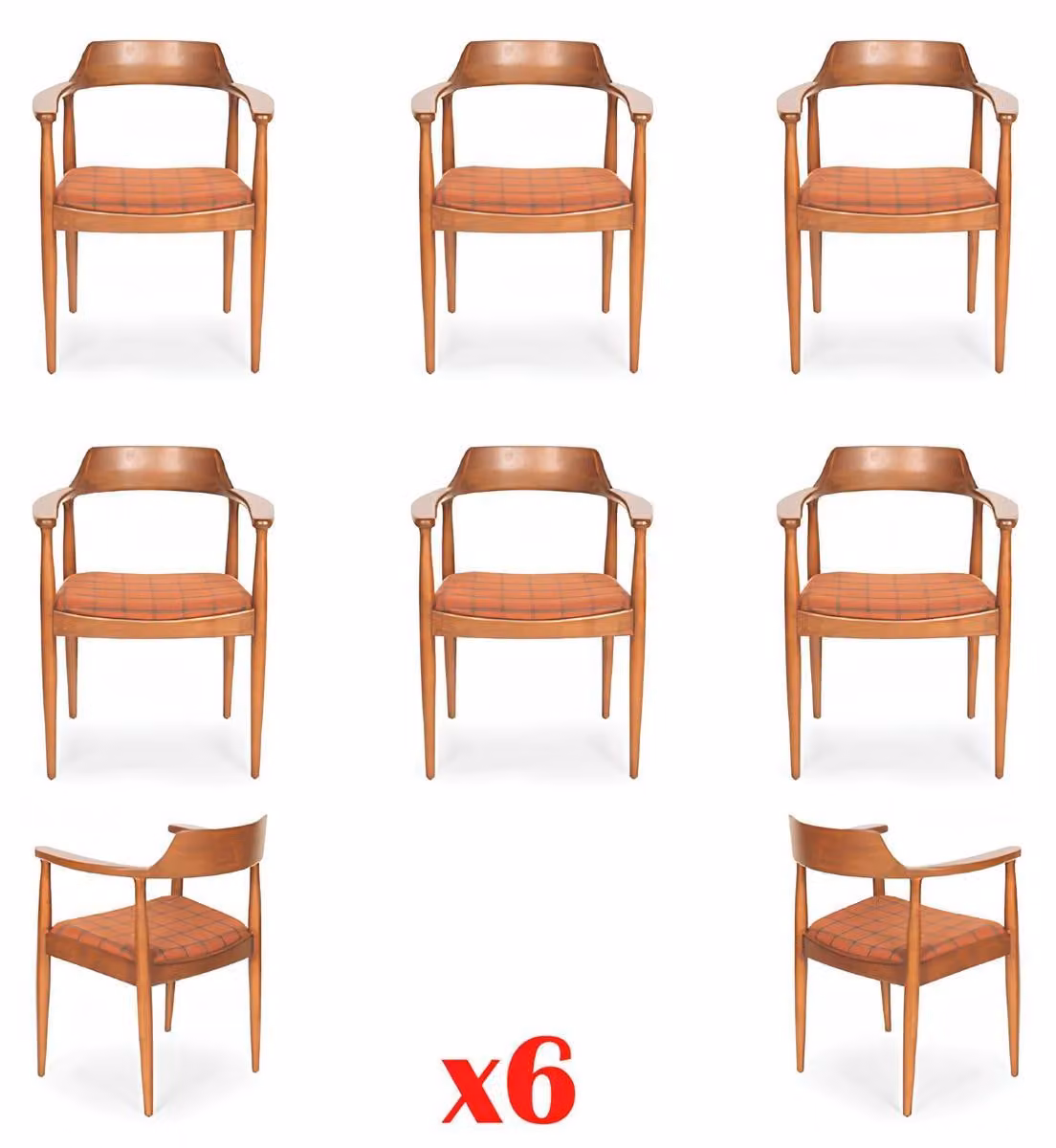 Set 6x Stuh Luxus Design Polster Massiv Holz Stühle Sitz Büro Office Esszimmer